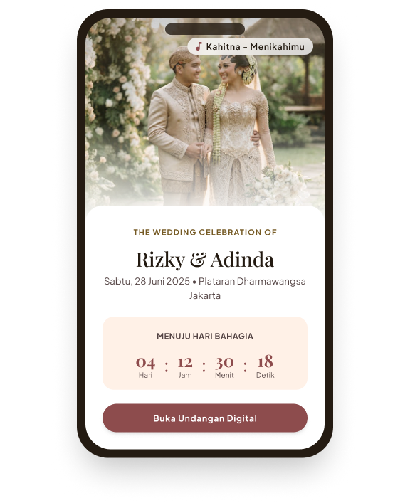 Tampilan undangan digital Sahnikah di layar ponsel
